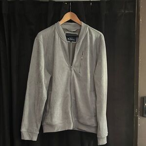 Ben Sherman Light Gray Zip-Up Faux Suede Jacket